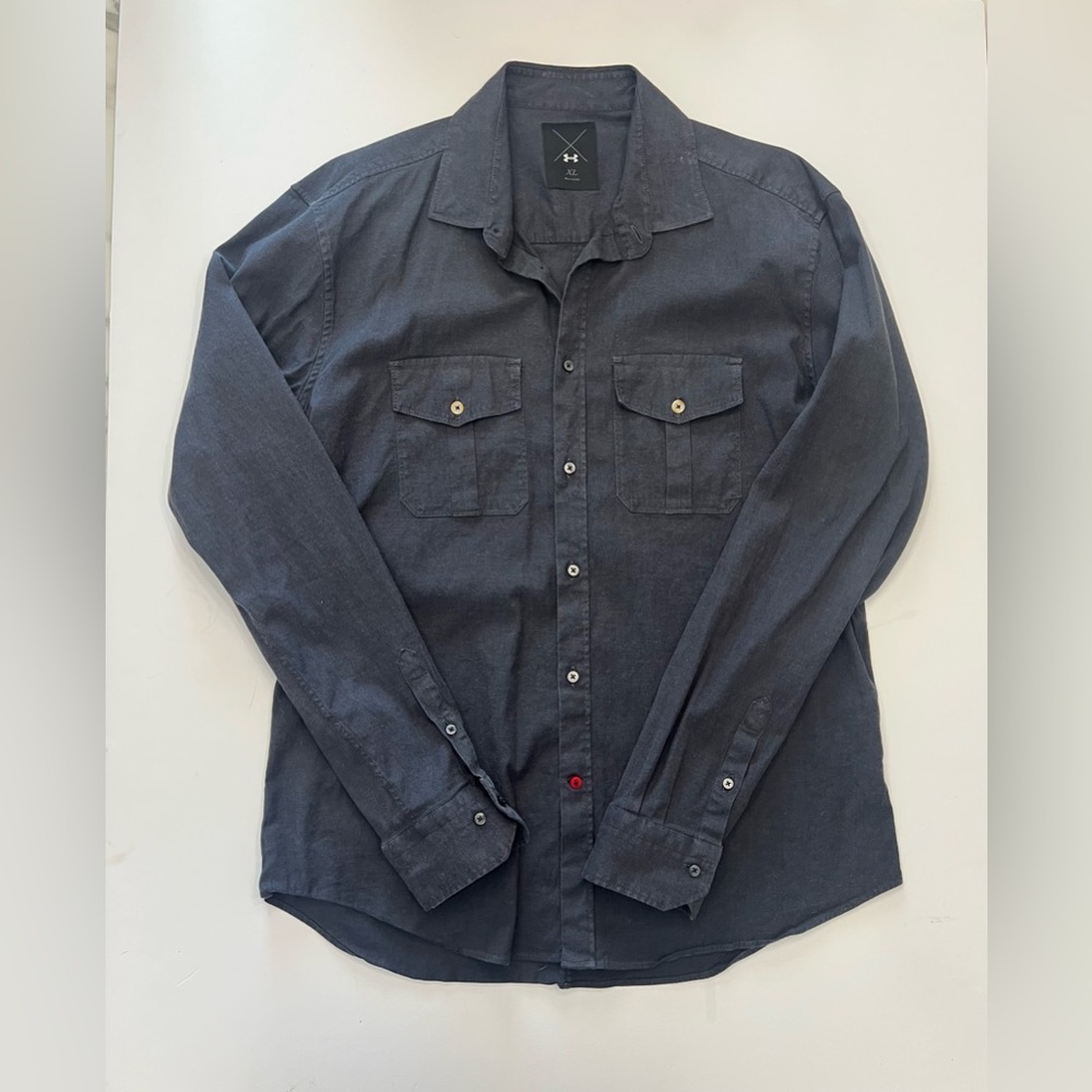 Under Armour X Made in Italy XL Rare Gray Button Up Shirt EUC